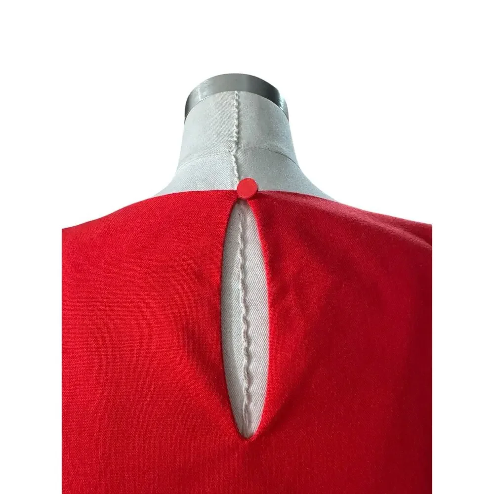 Prosperina Gigi Red Ric Rac Cotton Shift Mini Dress size Small - Picture 8 of 14